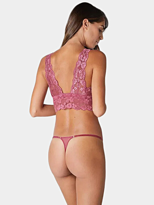 Pink low waist g-string with lace - 2