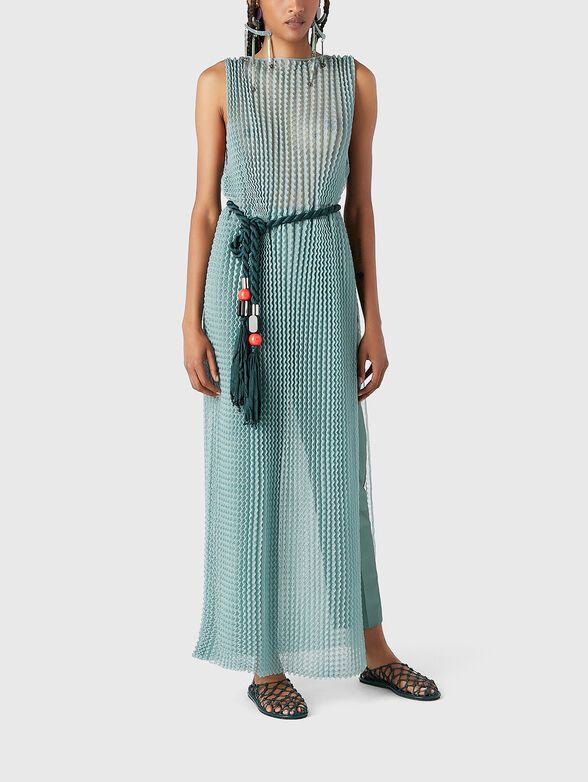 Green silk blend trousers  - 3