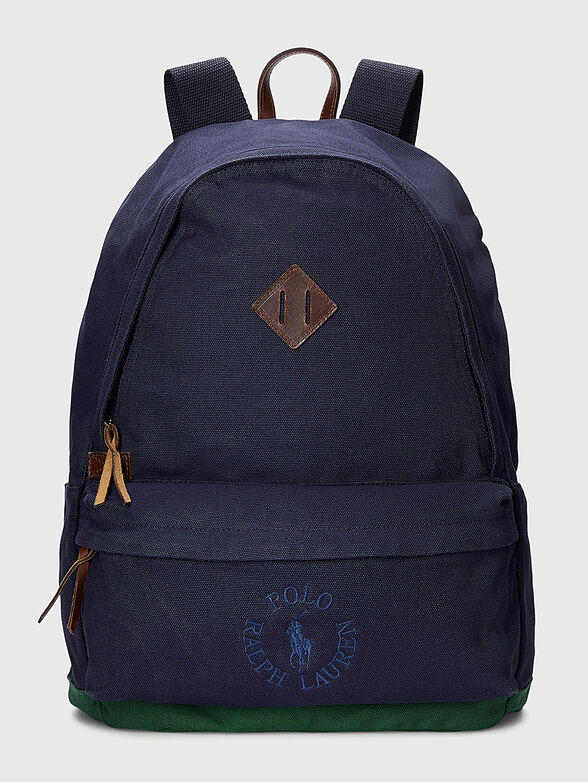Dark blue backpack with leather details - 1