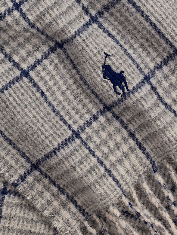 Checkered gray scarf with logo - 1