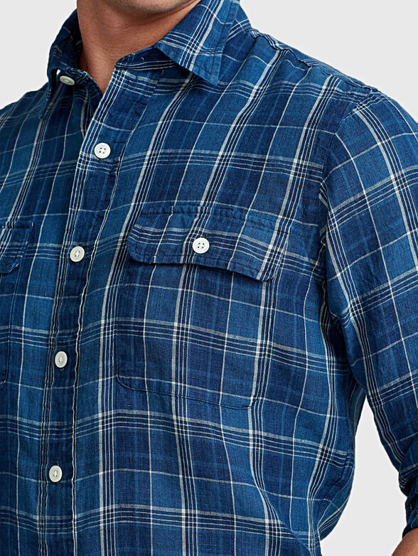 Classic fit indigo linen shirt - 3