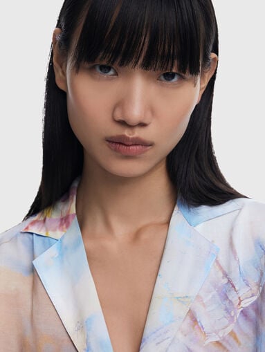 Cropped viscose printed shirt - 5