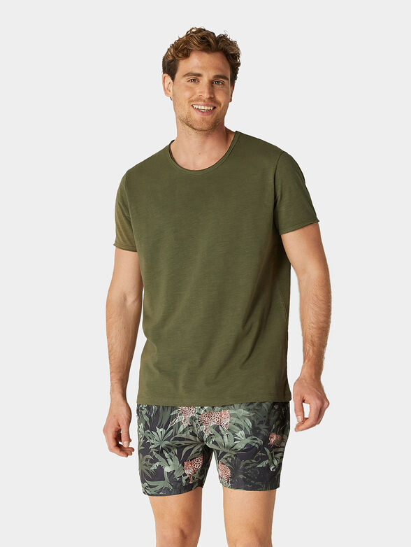 Cotton T-shirt in green color - 1