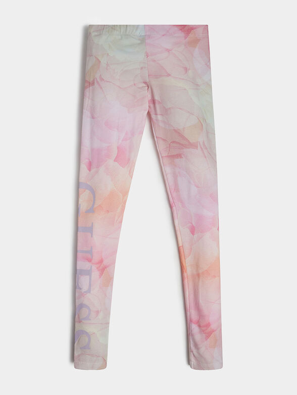 Black leggings with logo accent and multicolor print - 2