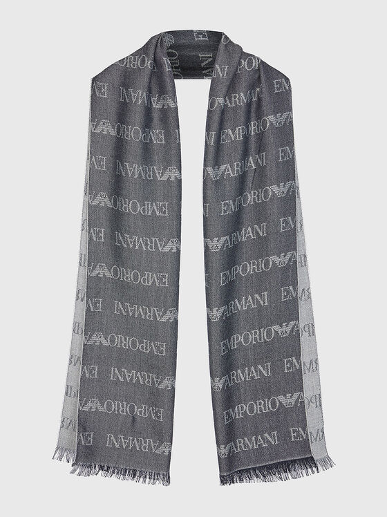 Wool blend scarf with logo - 1