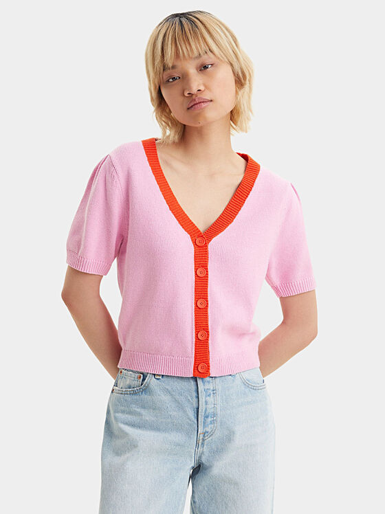 JOSIE short sleeve cardigan in pink - 1