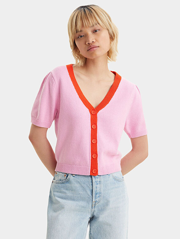 JOSIE short sleeve cardigan in pink - 1