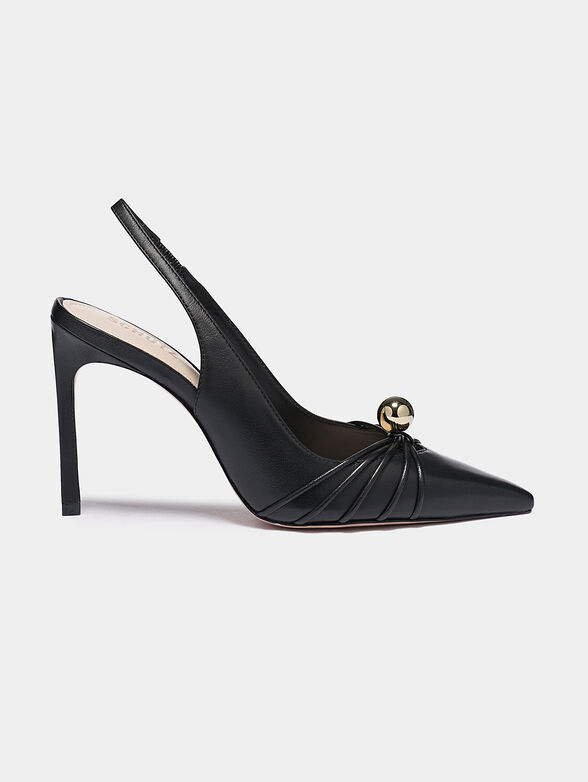 Genuine black shoes with golden element - 1