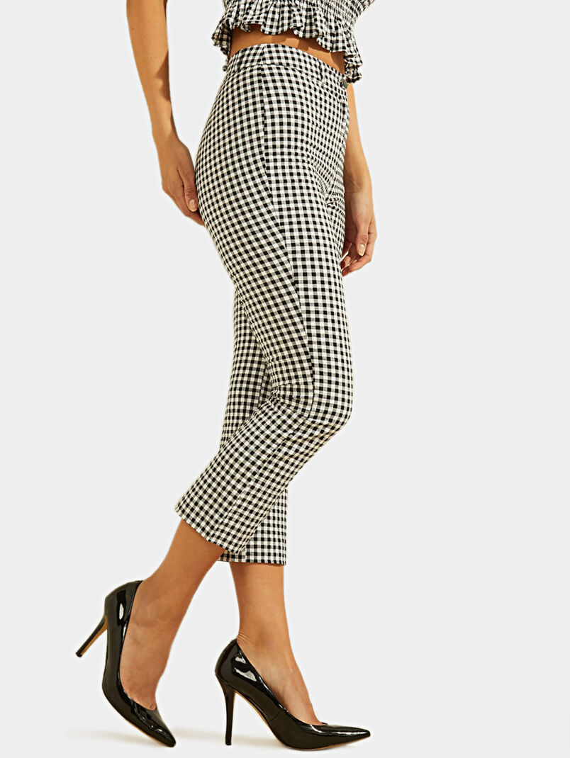 STEPH Cropped trousers with check print - 3