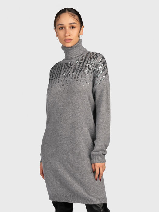 Black dress with sequins and polo collar