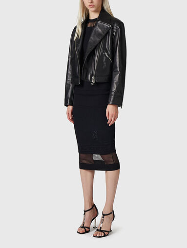 Knitted midi skirt with transparent details - 4