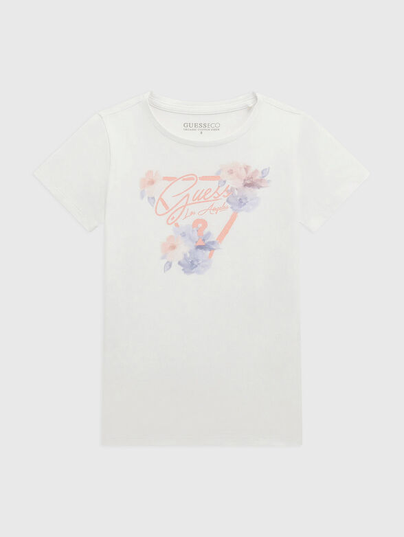 Cotton T-shirt with floral print and logo - 1