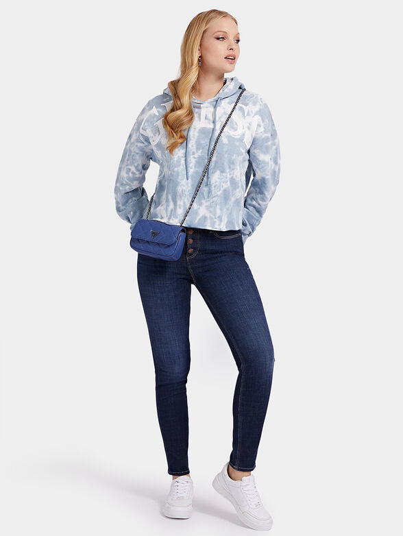 Dark blue jeans with rhinestones accent - 4