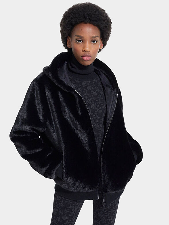 Faux fur coat with hood - 1