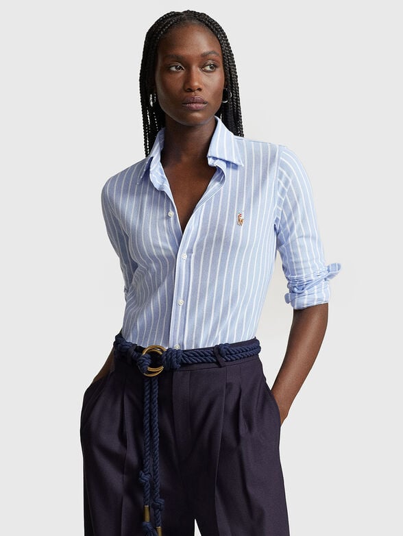 Oxford shirt with striped pattern and logo embroidery - 0