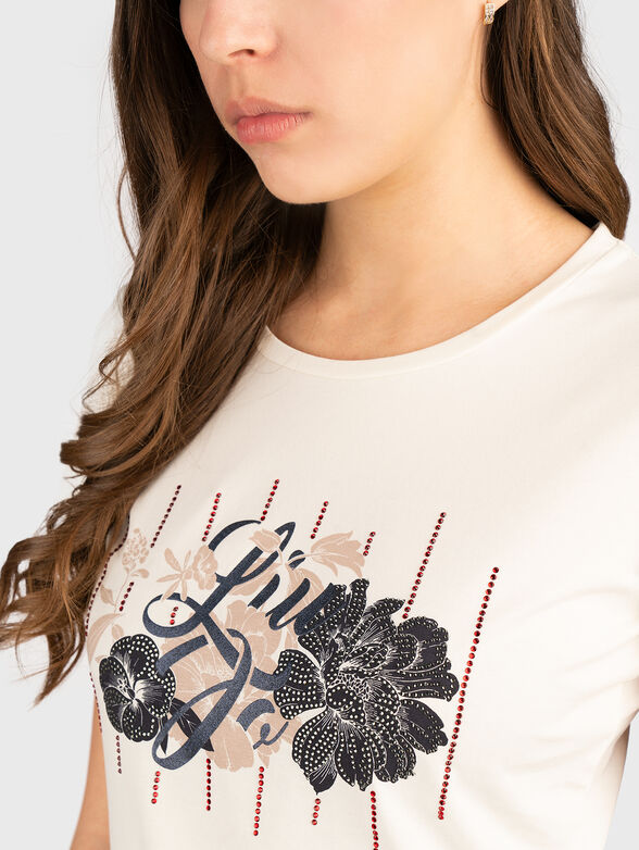 Cotton T-shirt with rhinestones - 4