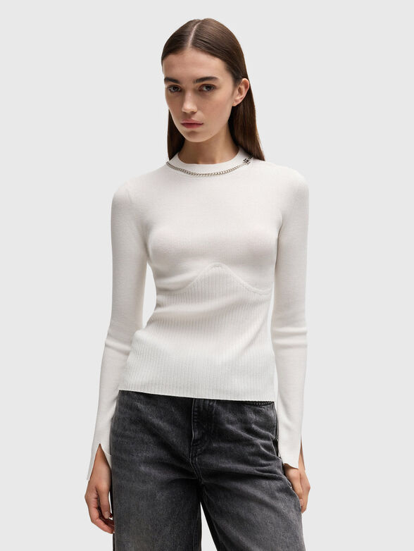Sweater in viscose with logo - 0