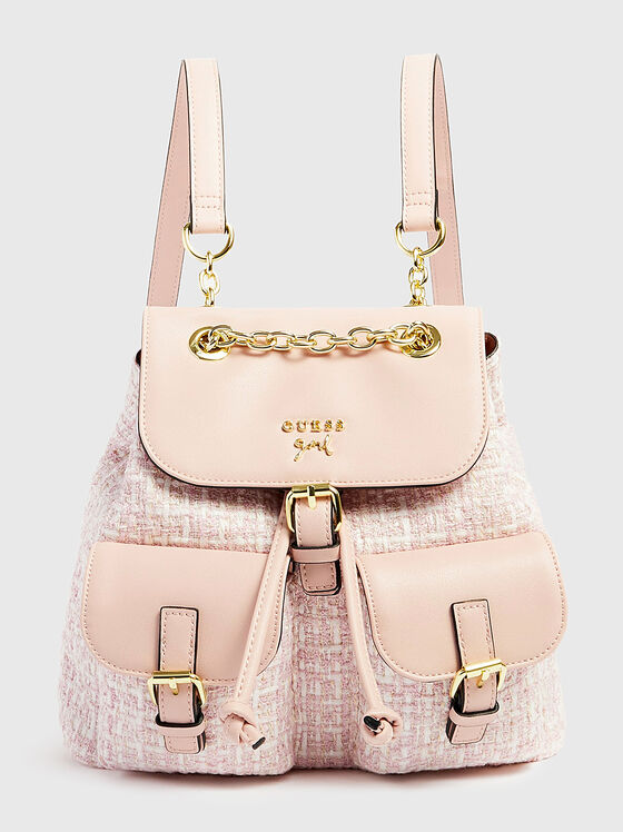 Pink backpack with accent chain - 1