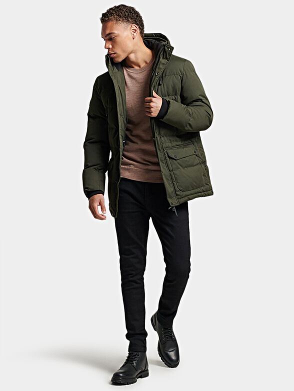 Black padded jacket with hood - 2
