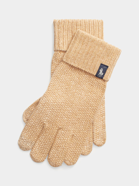 Knitted gloves with logo - 1