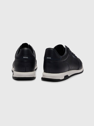 Dark blue leather sports shoes - 4