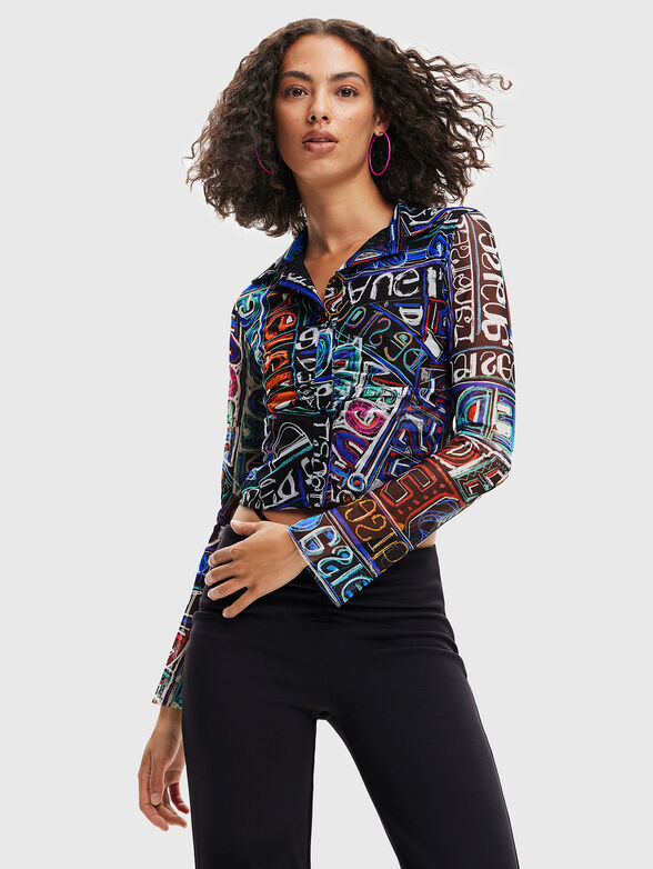 Cropped shirt with art print - 1