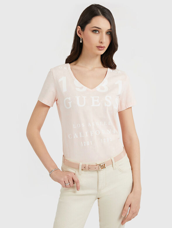 DOWNTOWN blue T-shirt with logo accent - 1