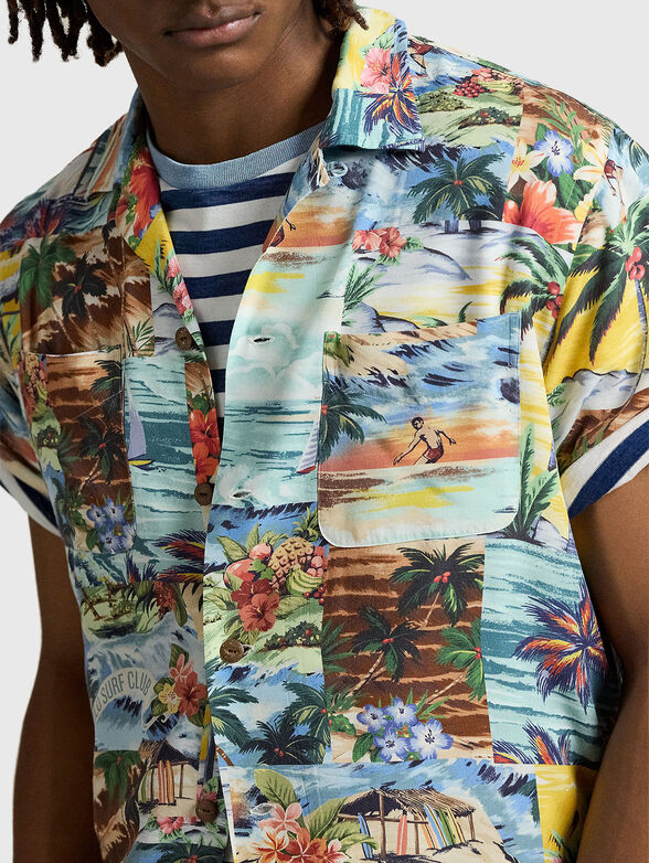 Short-sleeved shirt with patchwork print - 4