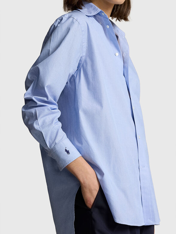 Cotton shirt with elongated back hem - 3