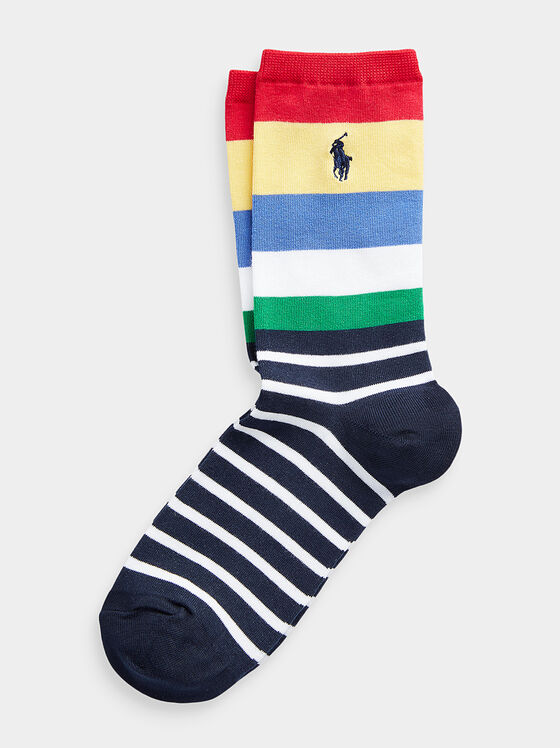 Socks with striped multicolour print - 1