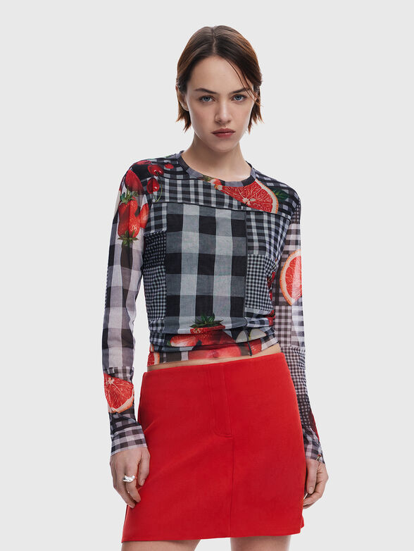 Long sleeve blouse with print - 0