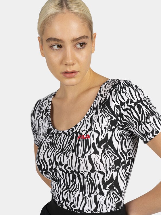 BYTOM AOP bodysuit with short sleeves and zebra print - 1