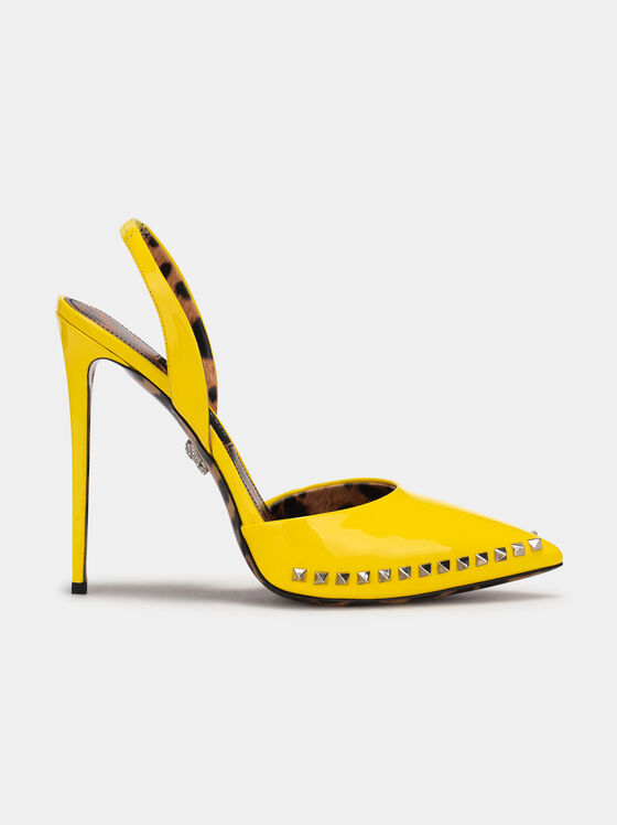 Patent leather high-heeled shoes with accent studs - 1