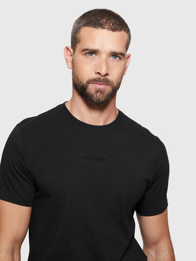 Black T-shirt with logo embroidery - 4