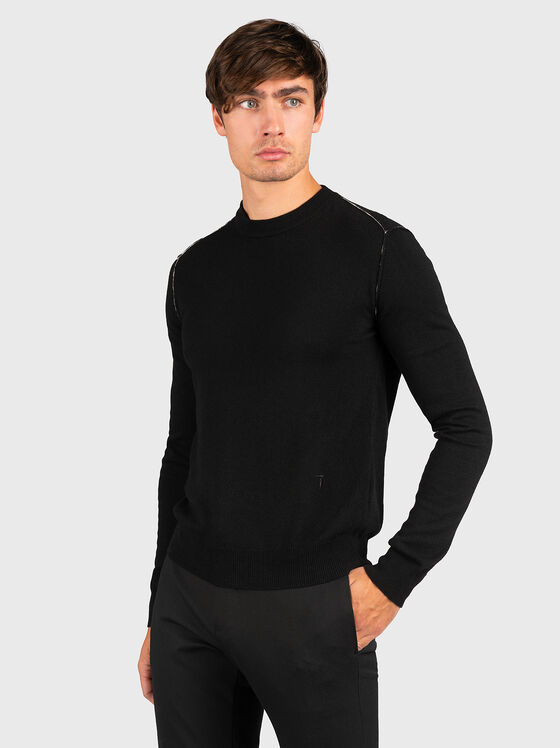 Black sweater with round neck - 1