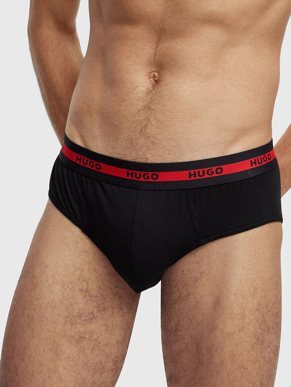 Set of three pairs of briefs with logo accent - 3