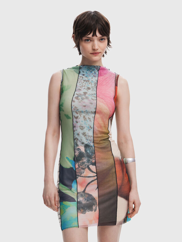 Mini dress with contrasting panels - 0