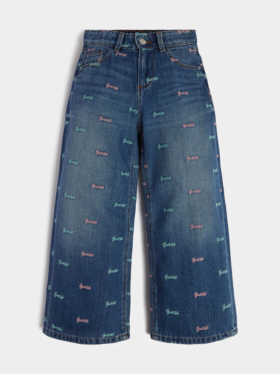 Jeans with wide legs and logo embroidery - 1