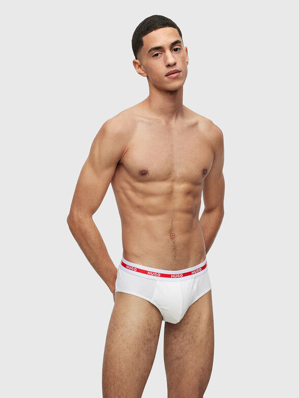 Set of three pairs of briefs with logo accent - 4