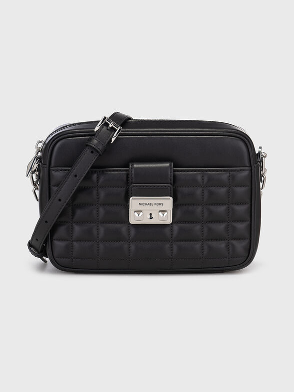 Leather crossbody bag with quilted effect - 0