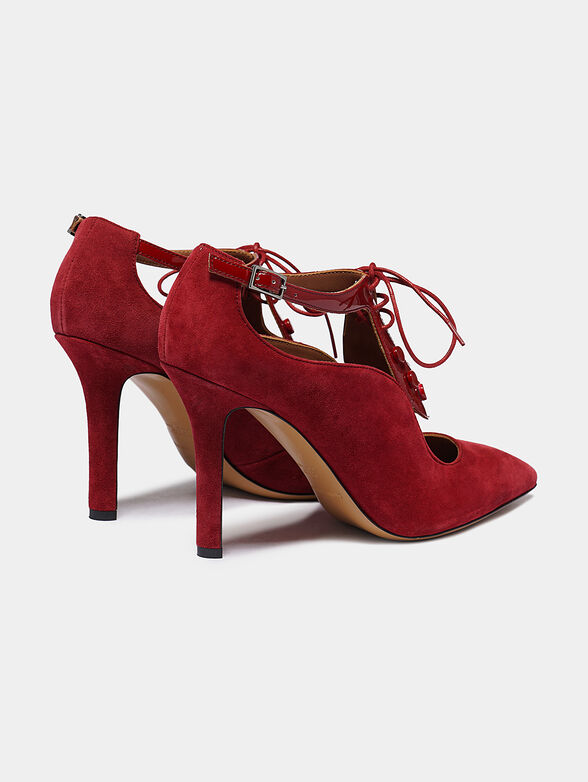 Suede high heel shoes in red color - 4