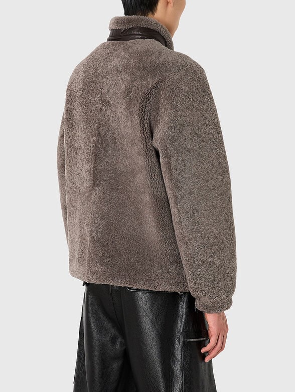 Double faced leather jacket with pockets - 3