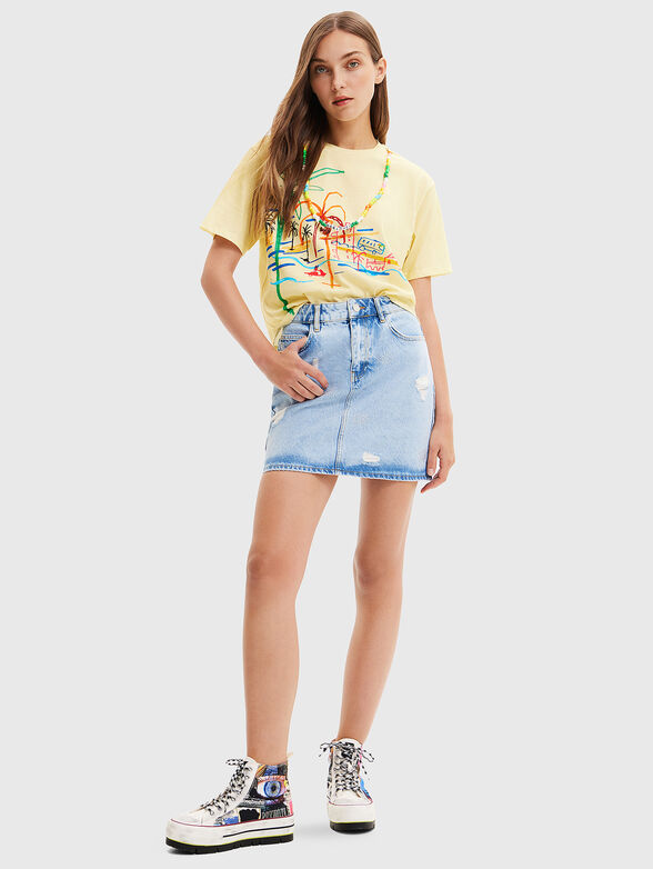 PALMER white T-shirt with print and beads - 2