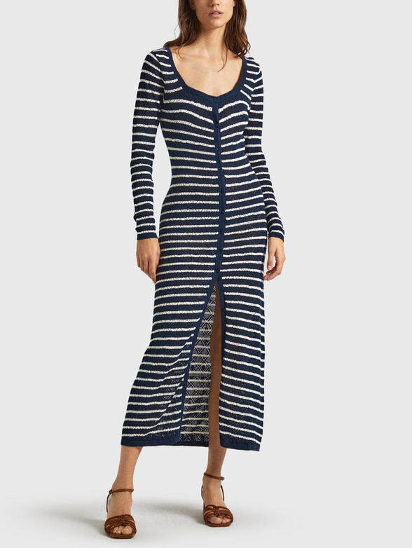 Striped dress with buttons - 0