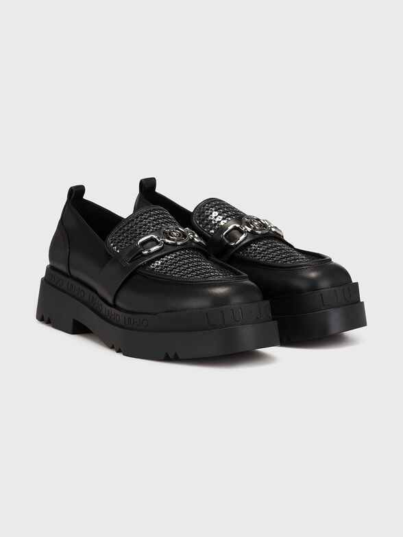 LOVE 36 black moccasins with silver sequins - 2