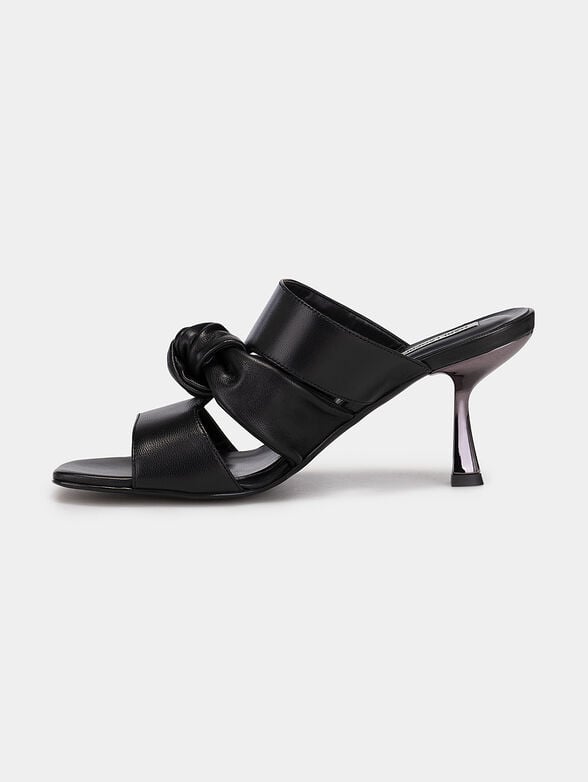Black leather heeled sandals PANACHE - 4
