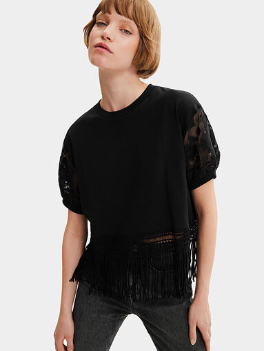 FLECA black T-shirt with accent embroidery - 5