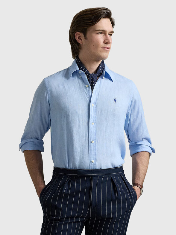 Linen shirt with logo embroidery - 0