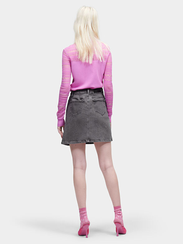 Denim skirt with monogram logo motifs - 2