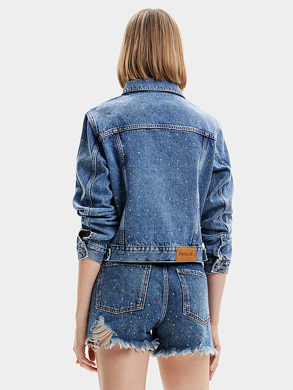 Denim jacket with shiny appliqués - 3